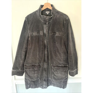 J Jill Corduroy Chore Barn Coat Size Large Gray